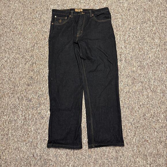 Men’s Vintage Y2K Roca Wear Black Denim Baggy Jeans Size 36x32 - Picture 1 of 7